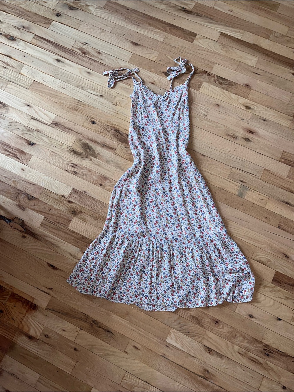 Reformation Nikita Floral Tie-Shoulder Long  Dress in Cream - Picture 3 of 5